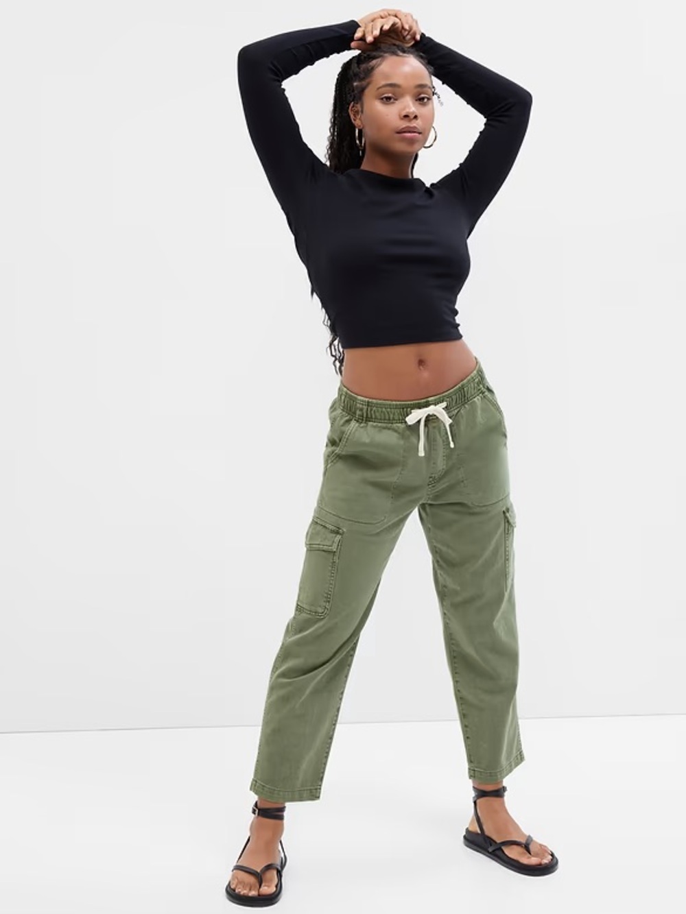 GAP Mid Rise Easy Cargo Pants -Mesculen Green- Large